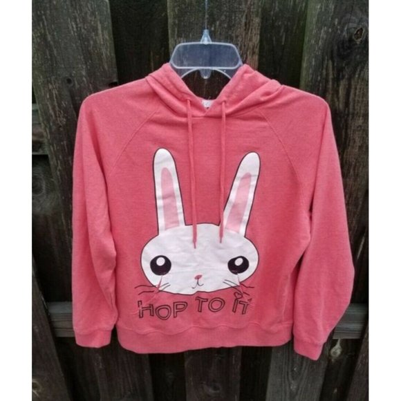 Forever 21 Bunny Hoodie Juniors Large Happy Rabbit - Picture 5 of 11